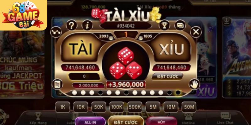 Tài xỉu là lựa chọn may rủi hot nhất tại 68 game bài